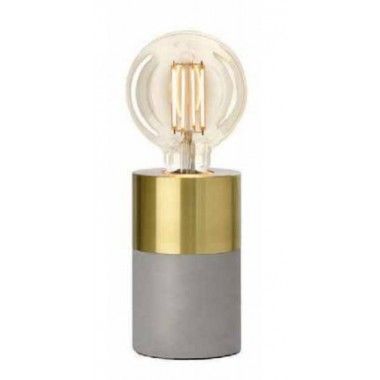 CHARGE Lámpara de mesa efecto cemento gris y dorado