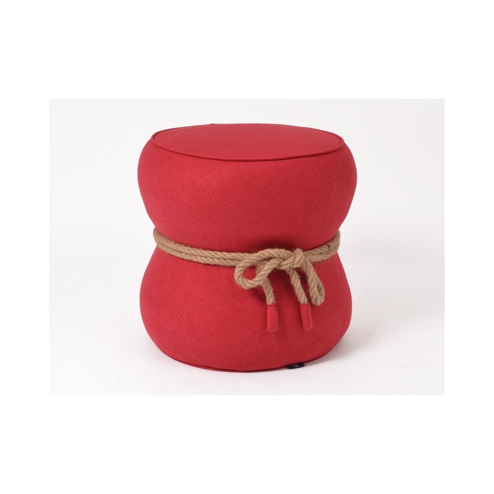 Pouf rosso con nodo in corda SWEET