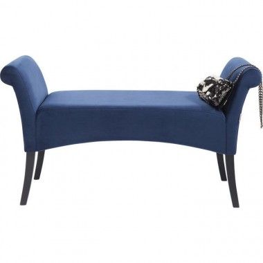 MOTLEY blue velvet fabric bench