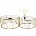 Set of 2 brass and mirror coffee tables WIRE