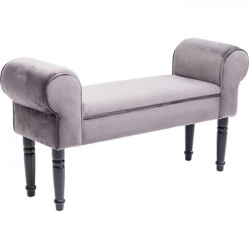 Gray velvet bench with WING armrests