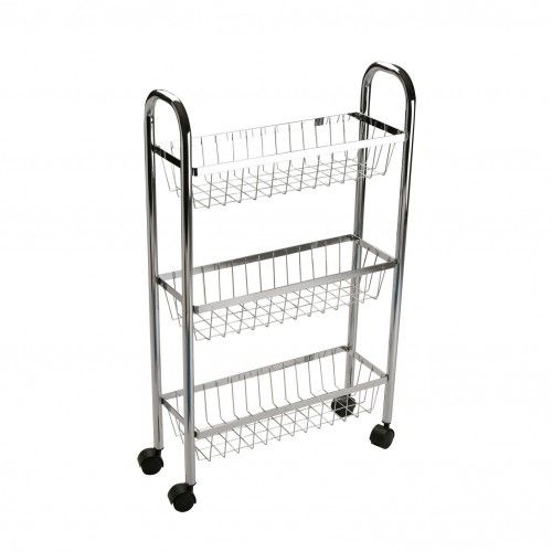 Kitchen trolley with 3 chrome metal baskets CESTAS