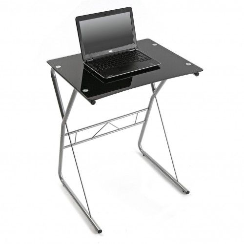 Table de bureau pour ordinateur portable grise argent VERO