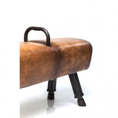 BANC STYLE CHEVAL D'ARCONS CUIR MARRON GABBY KARE DESIGN