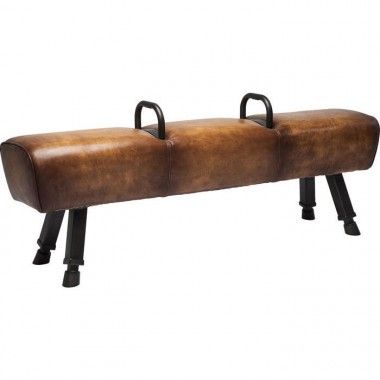 BANC STYLE CHEVAL D'ARCONS CUIR MARRON GABBY KARE DESIGN