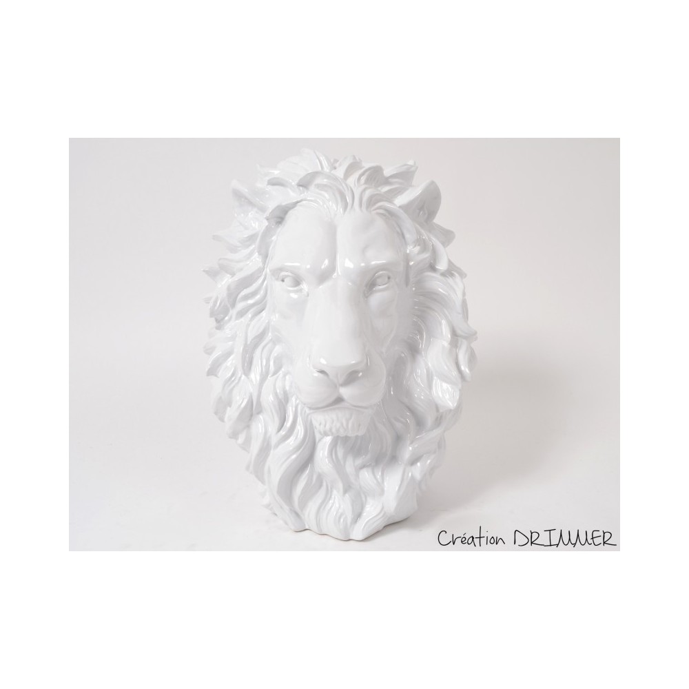 KING White Lion Head Statue