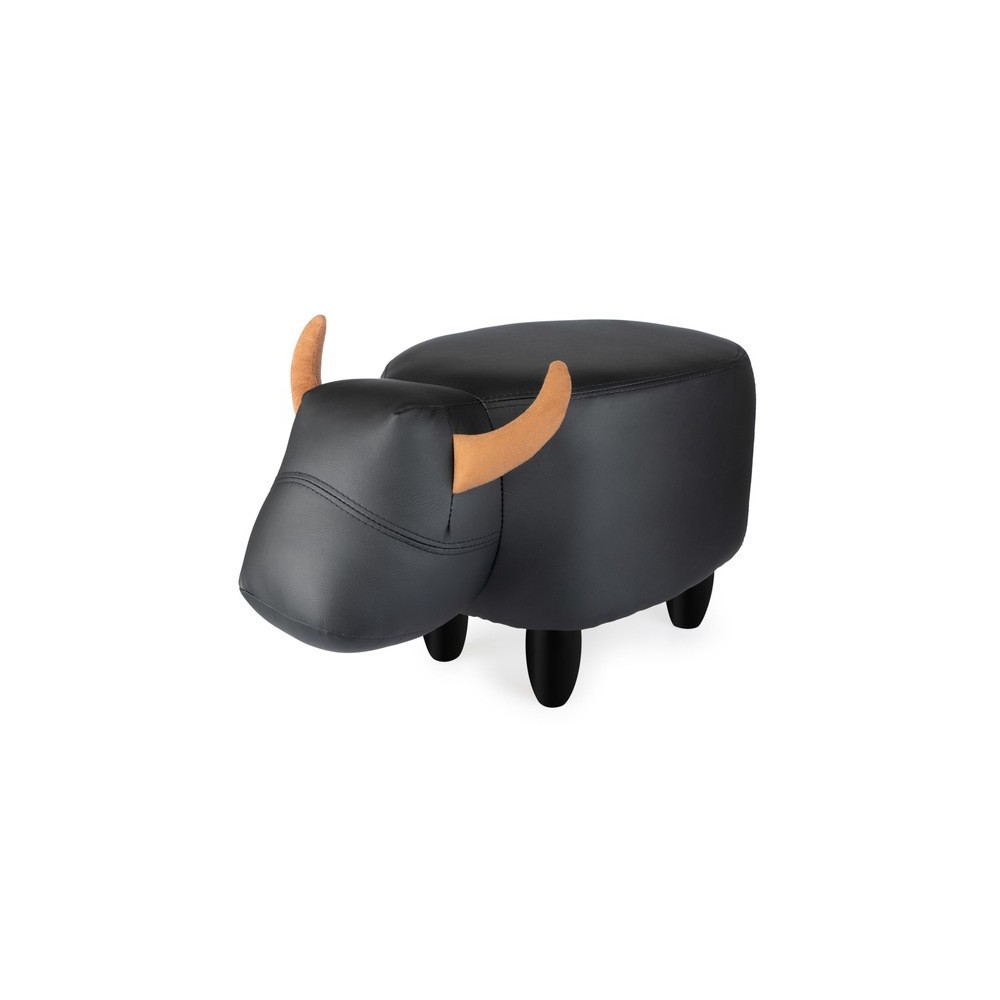 Black imitation leather stool LA VACHE