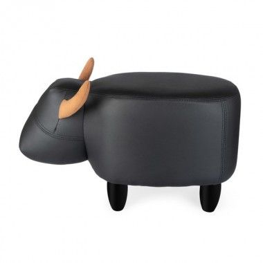 Black imitation leather stool LA VACHE