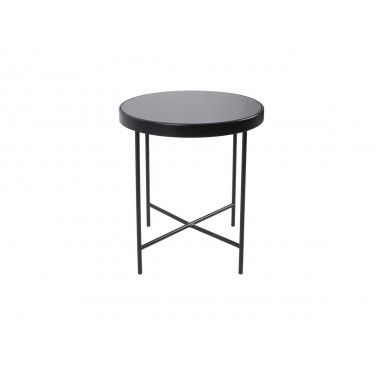 Matte black side table with glass top SMOOTH