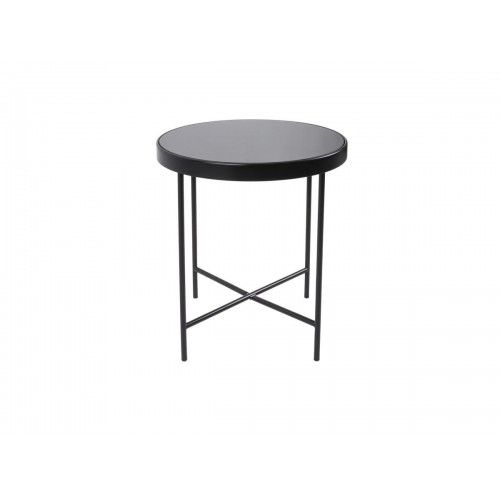 Matte black side table with glass top SMOOTH