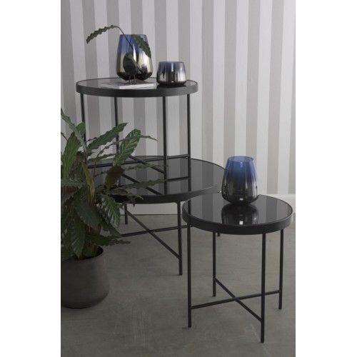 Table d'appoint noir mat plateau en verre SMOOTH