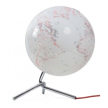 Globe terrestre lumineux design blanc rouge noir Nodo