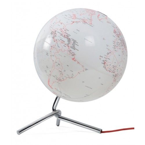Globe terrestre lumineux design blanc rouge noir Nodo