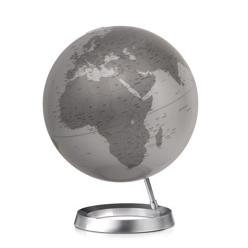 Globe terrestre design Silver sur socle aluminium