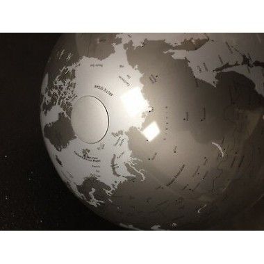 Globe Terrestrial design Silver on aluminium base