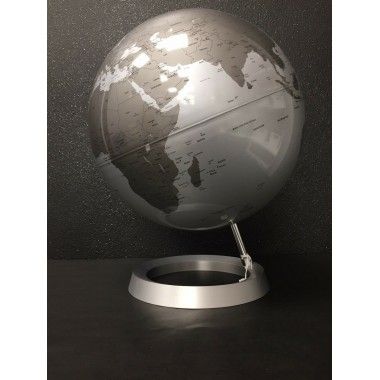 Globo terrestre dal design argento su base in alluminio