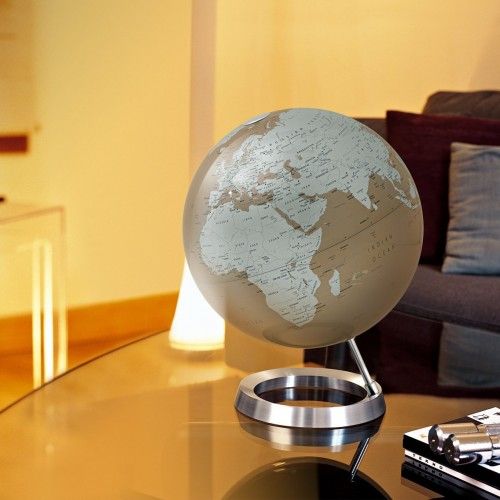 Almond design terrestrial globe on aluminum base