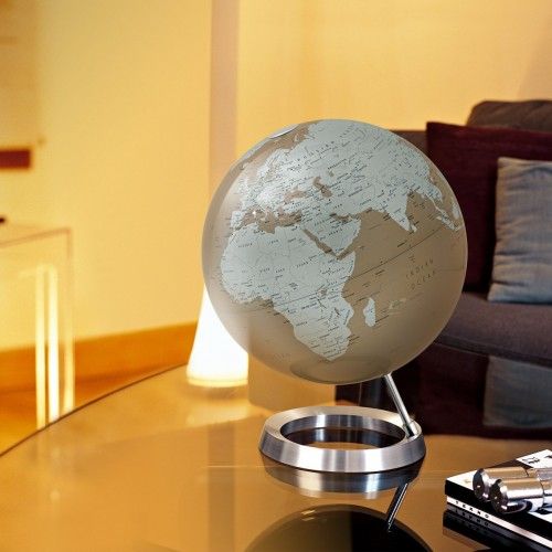 Globe terrestre design Almond sur socle aluminium