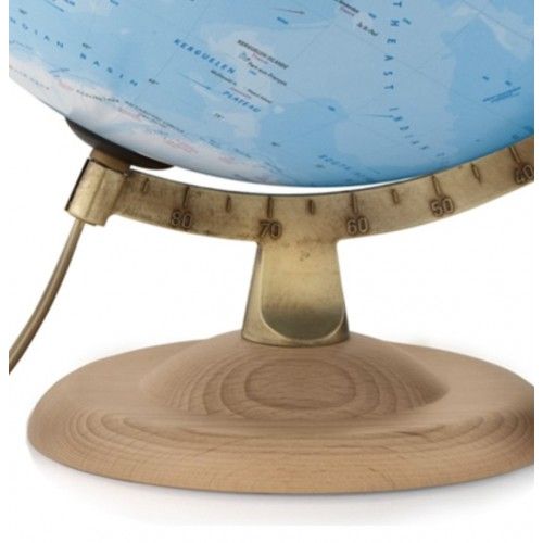 Globe terrestre lumineux Gold Classic socle en hêtre