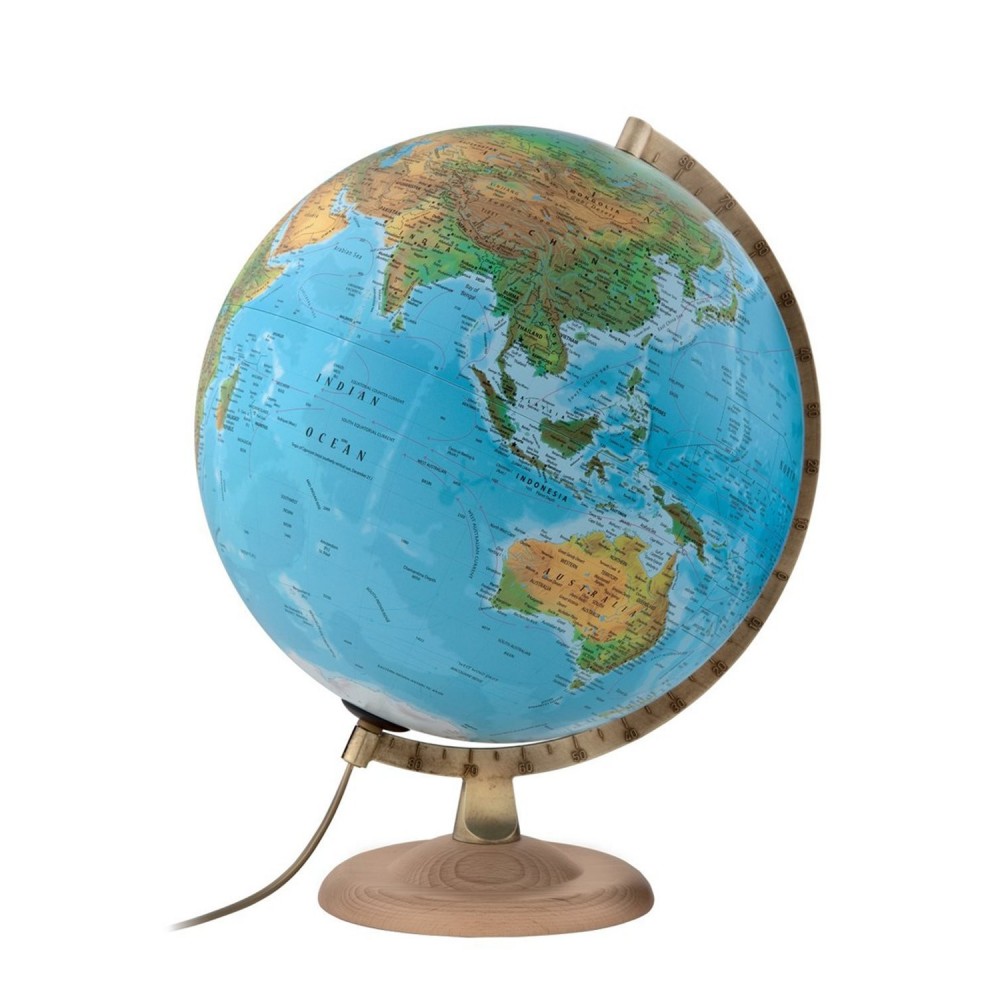 Globe terrestre lumineux Gold Classic socle en hêtre