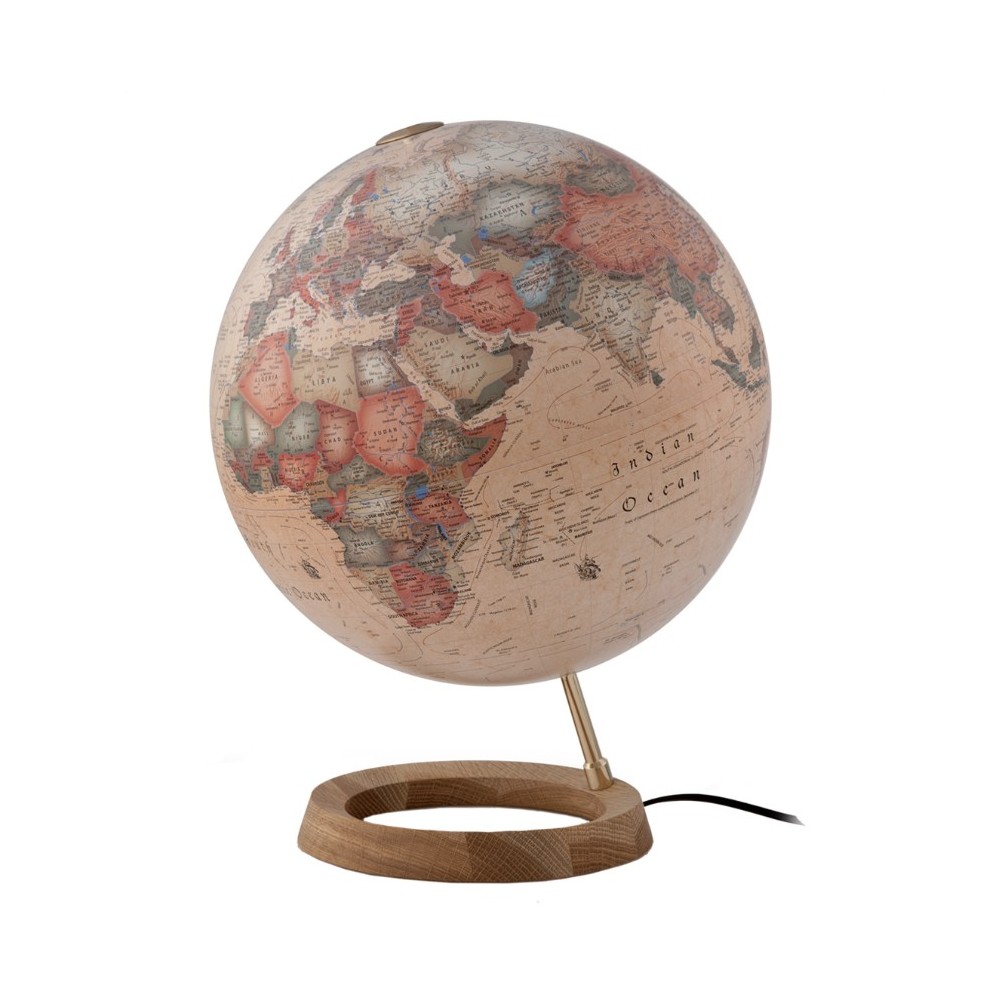 FC1 illuminated terrestrial globe on oak base