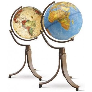 Leuchtende irdische Globe gegossen Holzfüße auf Emily Antique Roulette