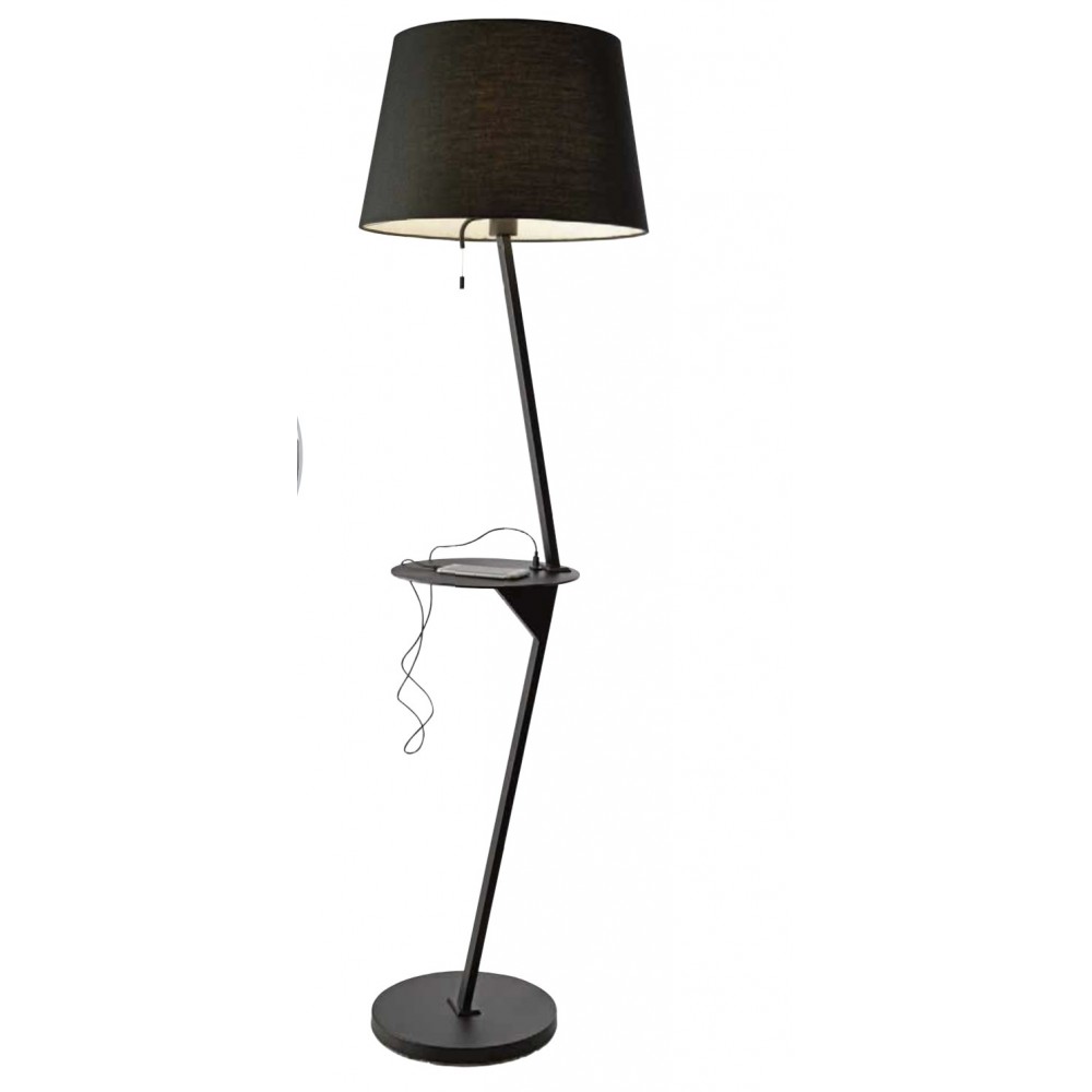 Lampadaire abat jour noir connexion USB TABULO II