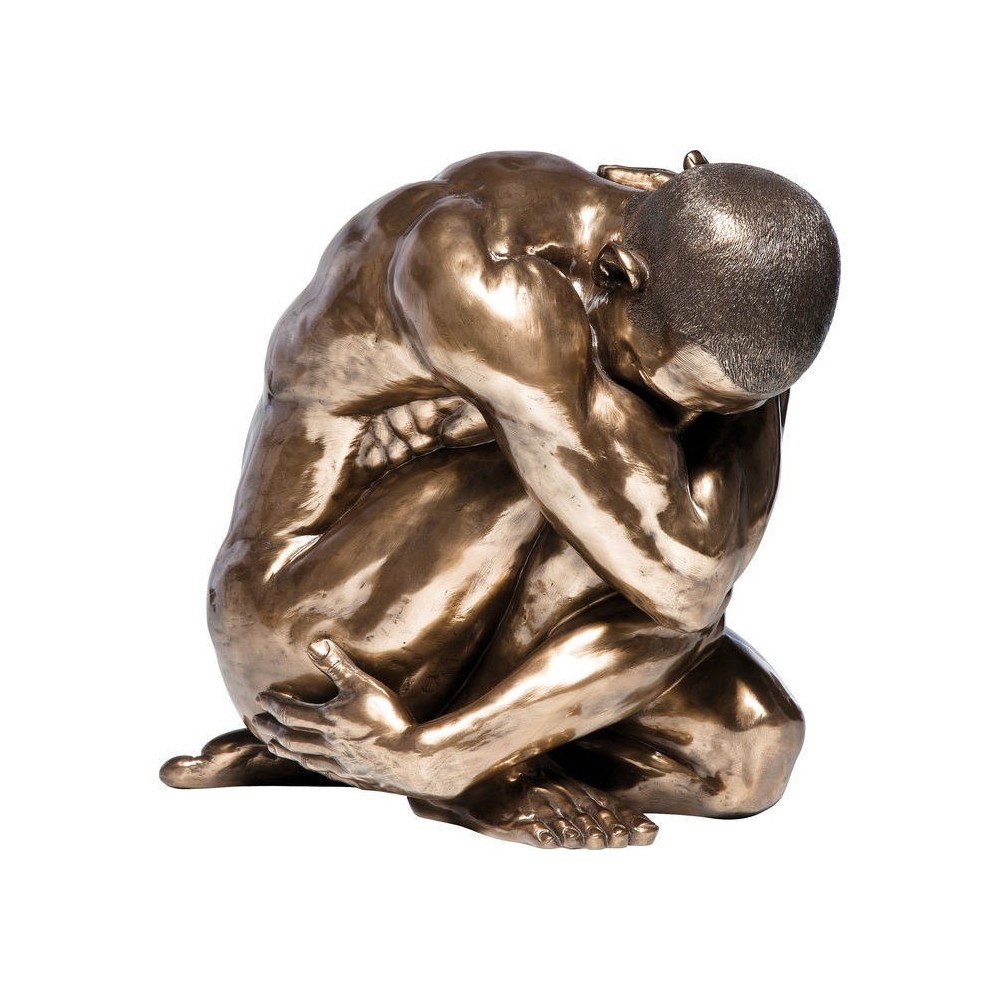 Estatua Homme Abrazo Desnudo Bronce