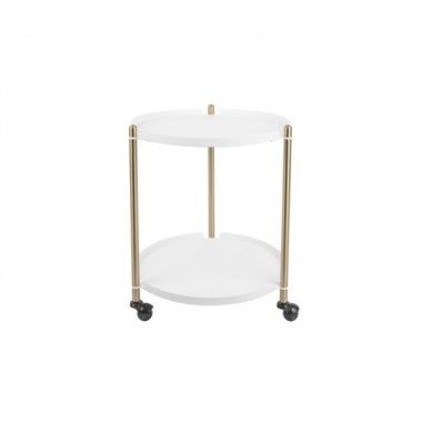 White matte and metal support table THRILL