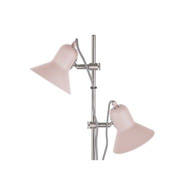 Lámpara de pie con 2 focos de metal rosa y cromo SLENDER