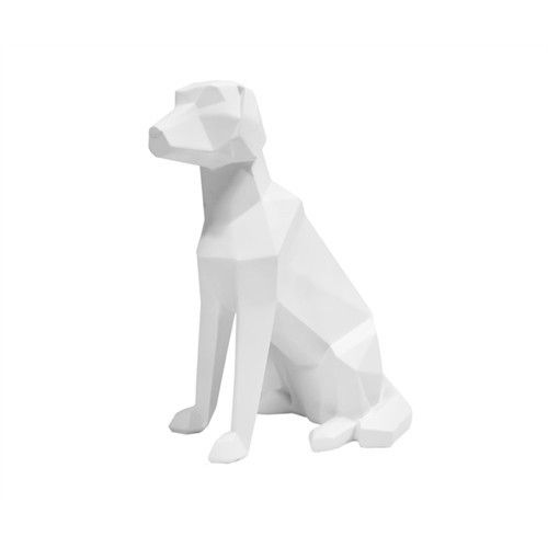 Estátua de cachorro branco sentado ORIGAMI