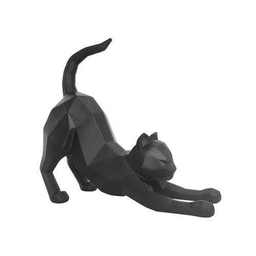 Statue chat Stretching noir ORIGAMI