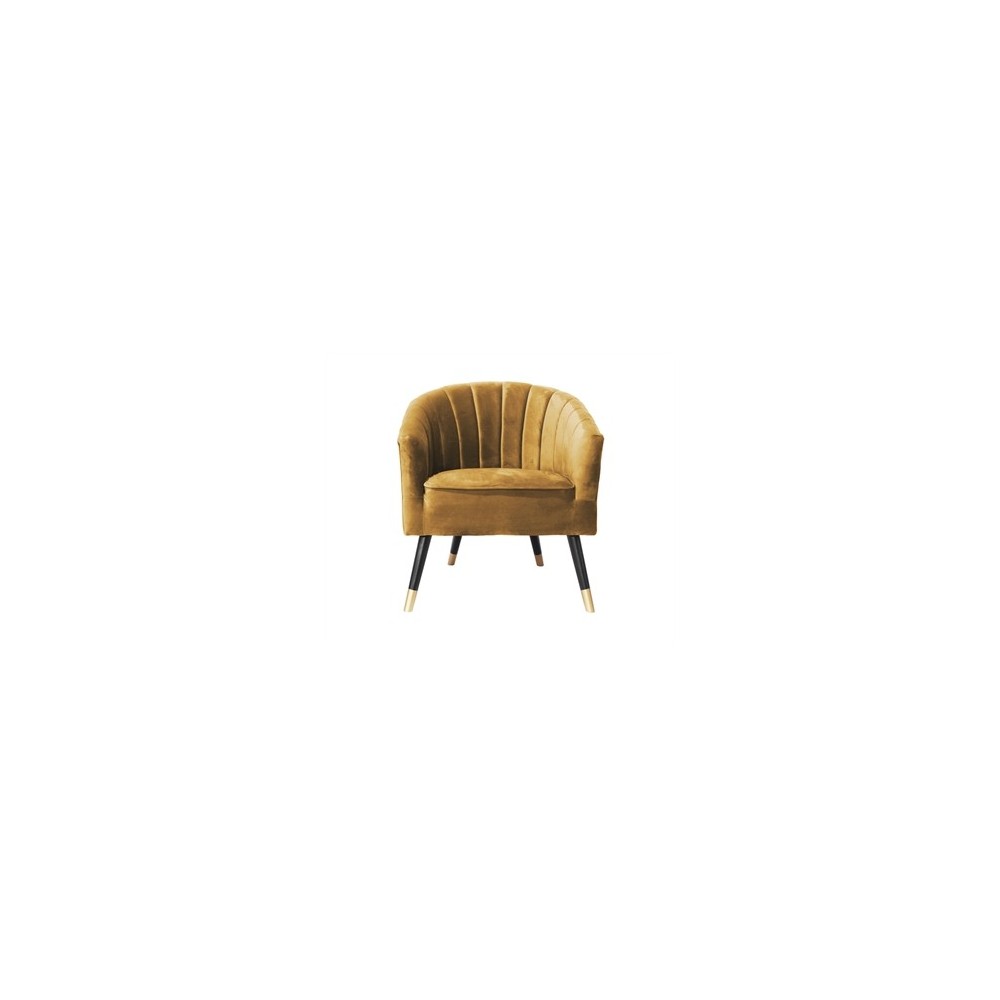 Armchair black velvet fabric gold feet ROYAL