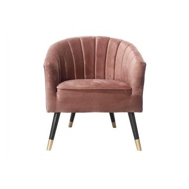 Armchair pink velvet fabric gold legs ROYAL