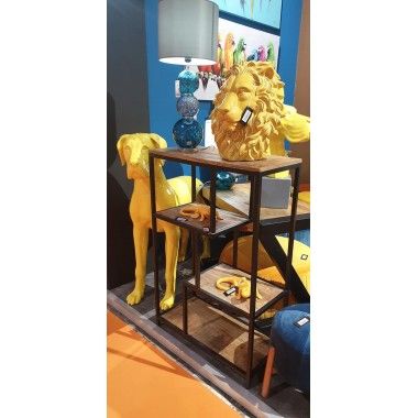 Estatua de pie con cabeza de león amarillo REY