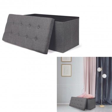 Foldable bench box in dark gray fabric