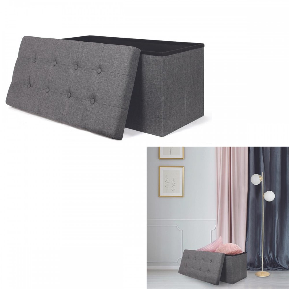 Coffre banc pliable tissu gris foncé