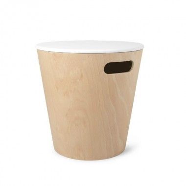 Natural wood stool with storage STOOL