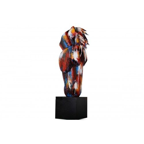 Estatua de cabeza de caballo multicolor de metal PIGMENT