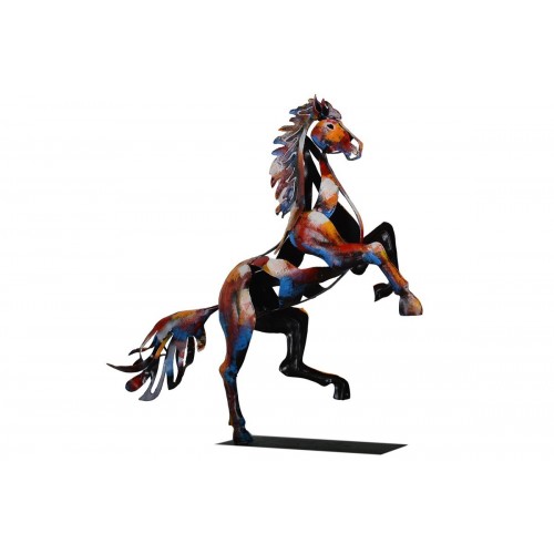PIGMENT multicolored metal prancing horse statue