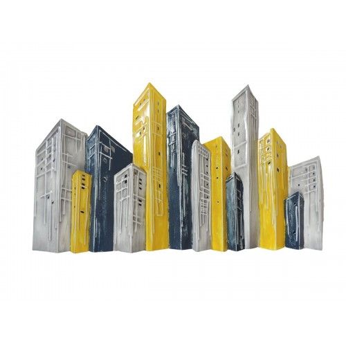 City buildings yellow gray FINE ARTS
