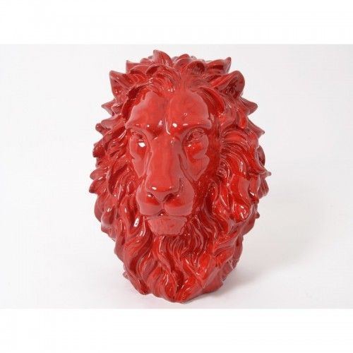 Estatua de pie con cabeza de león rojo REY