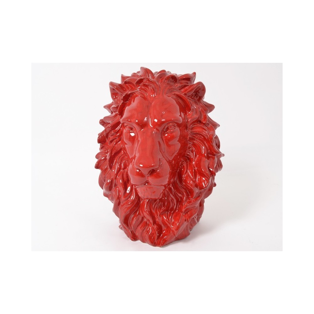 Statue à poser tête de lion rouge KING