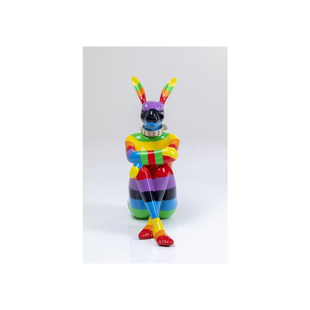 Statue lapin assis multicolore 80cm