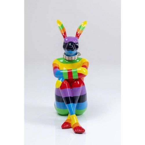 Statue lapin assis multicolore 80cm