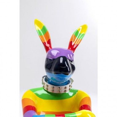 Statua coniglio seduto multicolore 80 cm