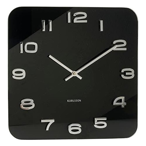 Relógio Karlsson Design quadrado preto vintage 35 x 35 cm
