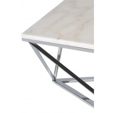 Tavolino COLLISION in marmo e acciaio cromato