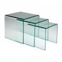 Mesa de centro de vidro com mesas laterais (3/conjunto)