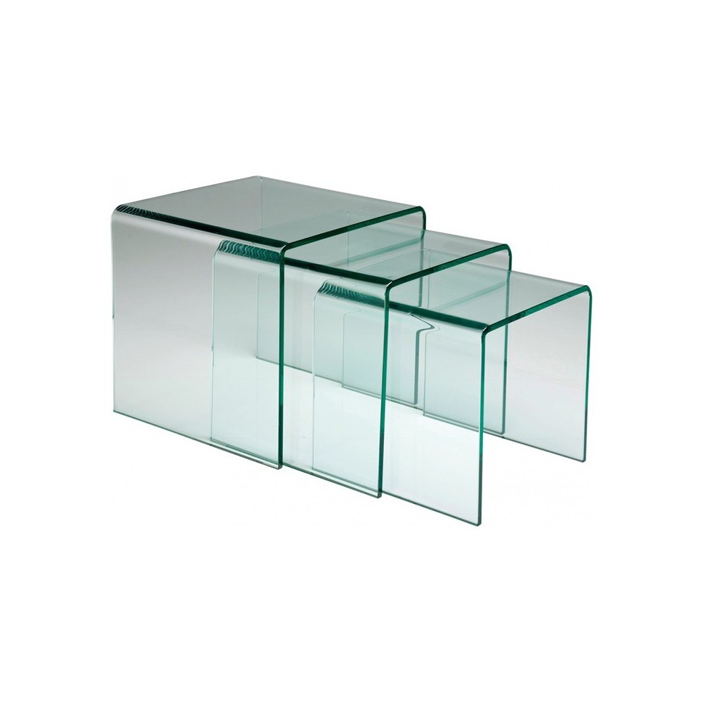 Table basse en verre avec tables d'appoint (3/set)